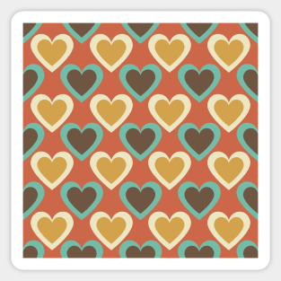 Retro Hearts Pattern in Red Sticker